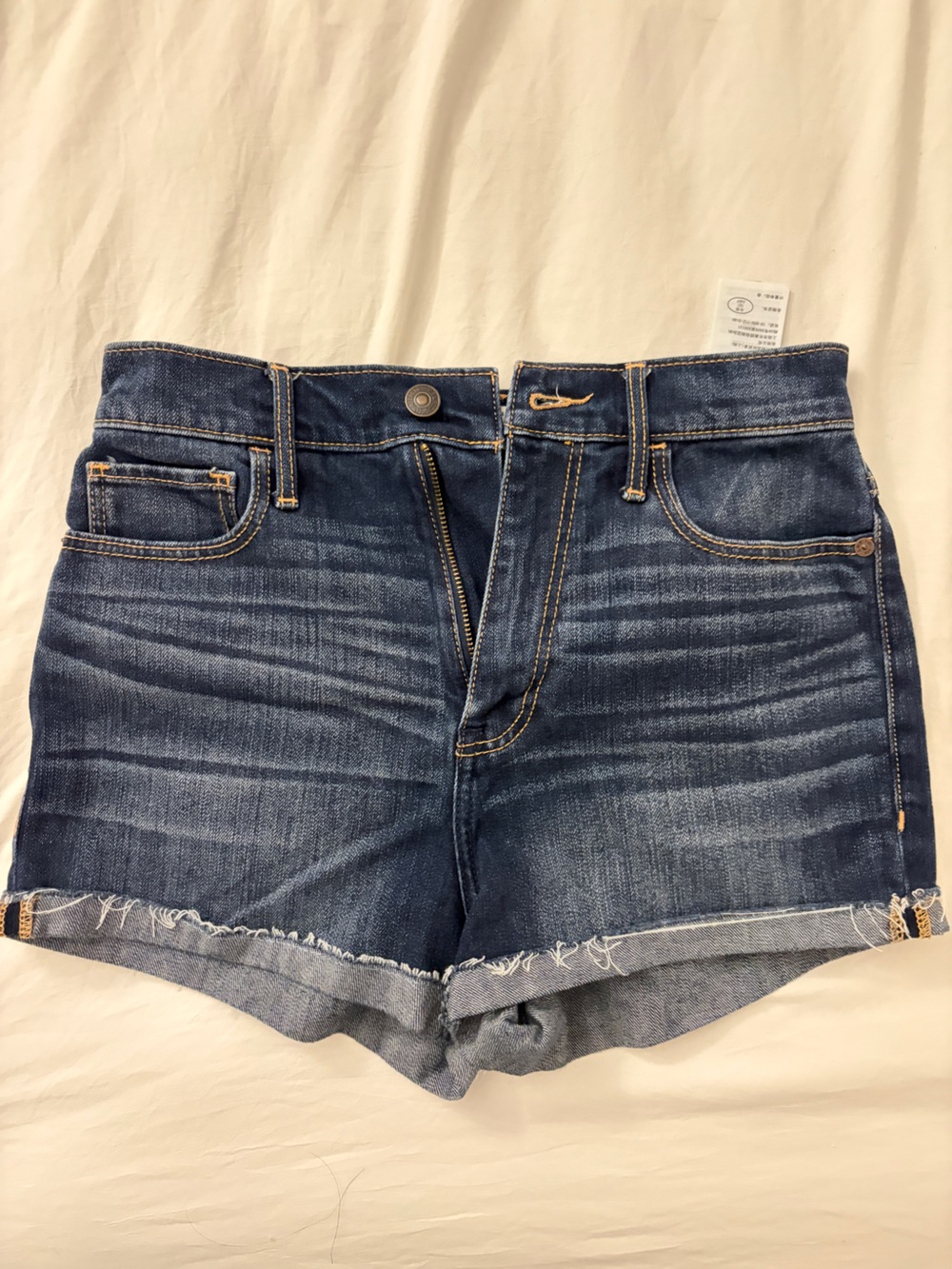 Abercrombie & Fitch Dark Blue Denim Ankle-Length Cropped Shorts